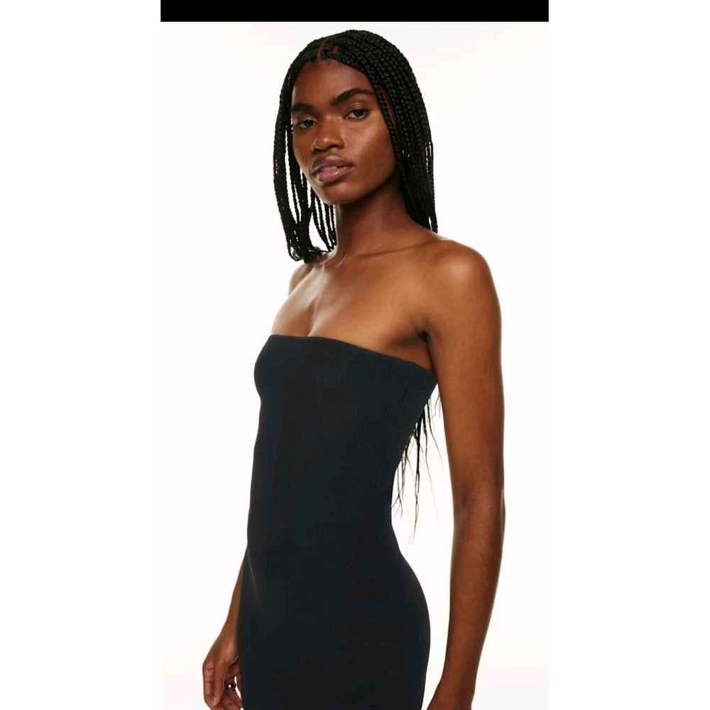 Aritzia BABATON Sculpt Knit Tube Black Ribbed Mini Dress S Party Chic Vacation